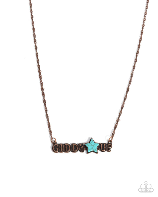 Giddy Up Glam - Copper "GIDDY UP" Turquoise Stone Star Santa Fe Style Necklace Paparazzi N2908
