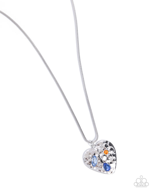 Outgoing Opulence - Blue & Silver Heart Necklace Paparazzi N2994