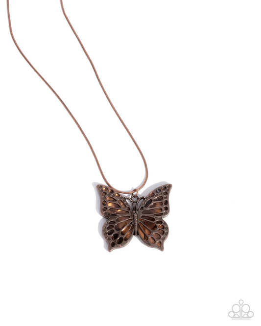 Magical Metamorphosis - Copper Butterfly Necklace Paparazzi N2824