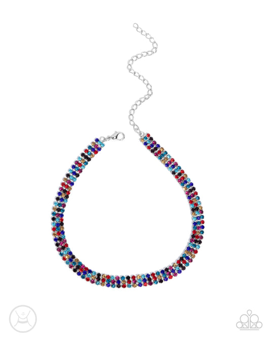 Complete Look - Terrific Trio Multicolored Rhinestone Necklace & Thrilling Trio Multi Bracelet Paparazzi N3579