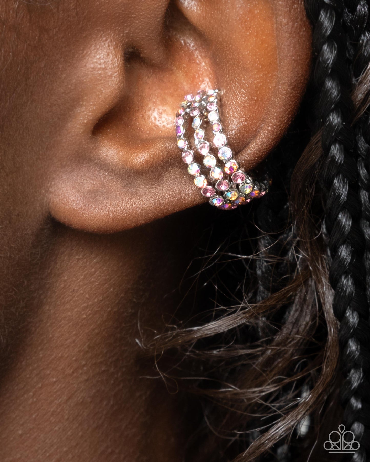 Iridescent Influence Pink Ear Cuff Earring Paparazzi E2444