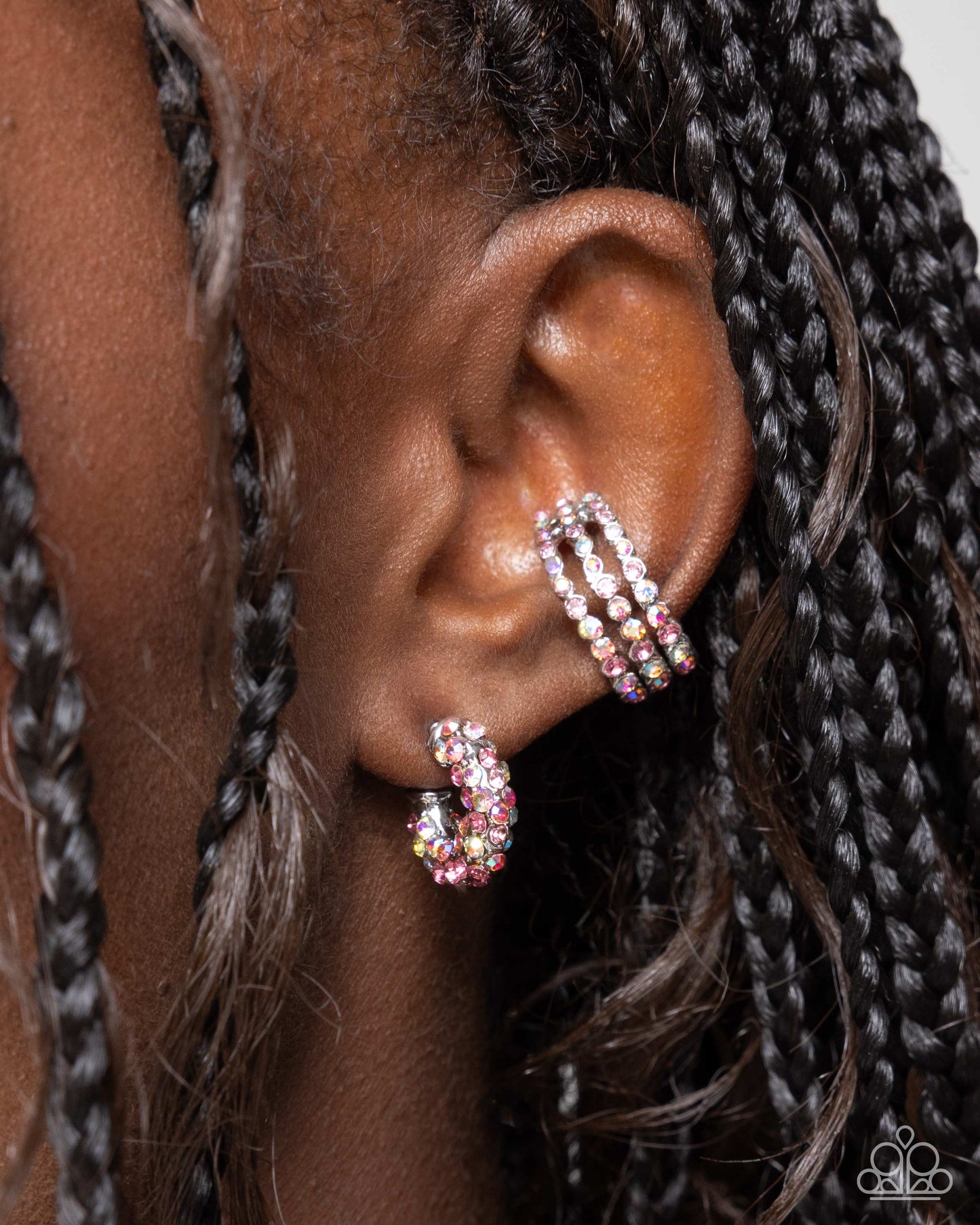 Iridescent Influence Pink Ear Cuff Earring Paparazzi E2444