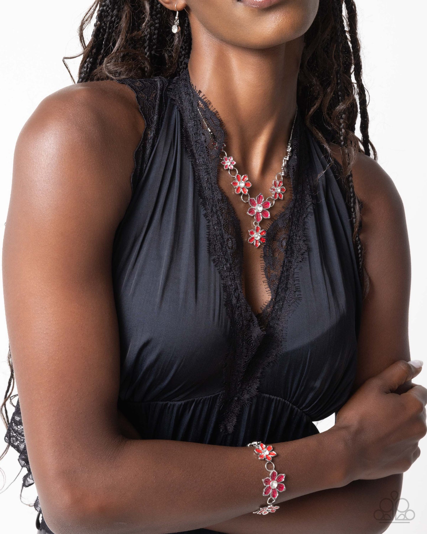 Complete Look Compatibly Chic - Red Necklace & Compatibly Charming - Red Bracelet Set Paparazzi N3586