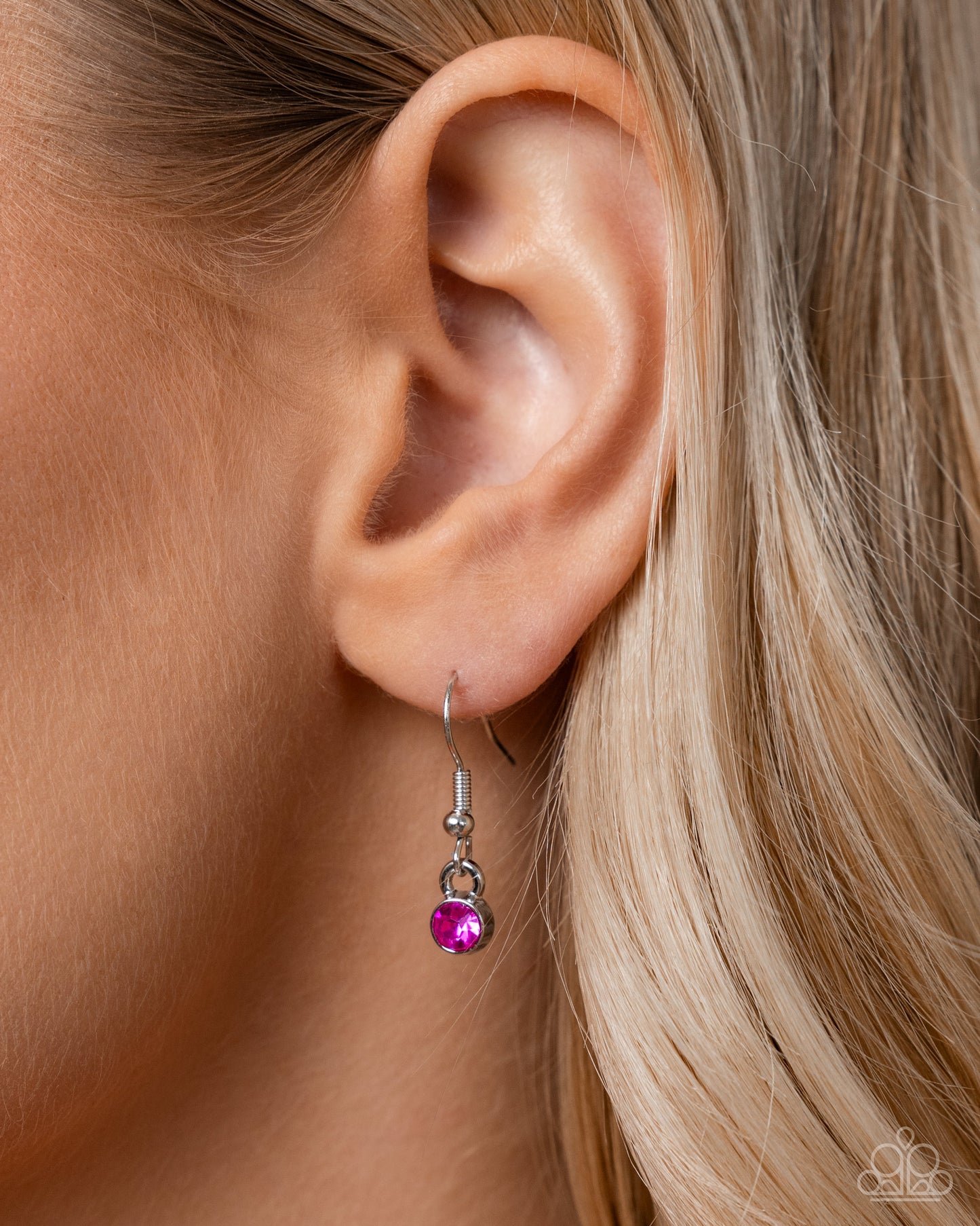Affectionate Assist Pink Fuchsia Rhinestone Hammered Silver Heart Necklace Paparazzi N2808