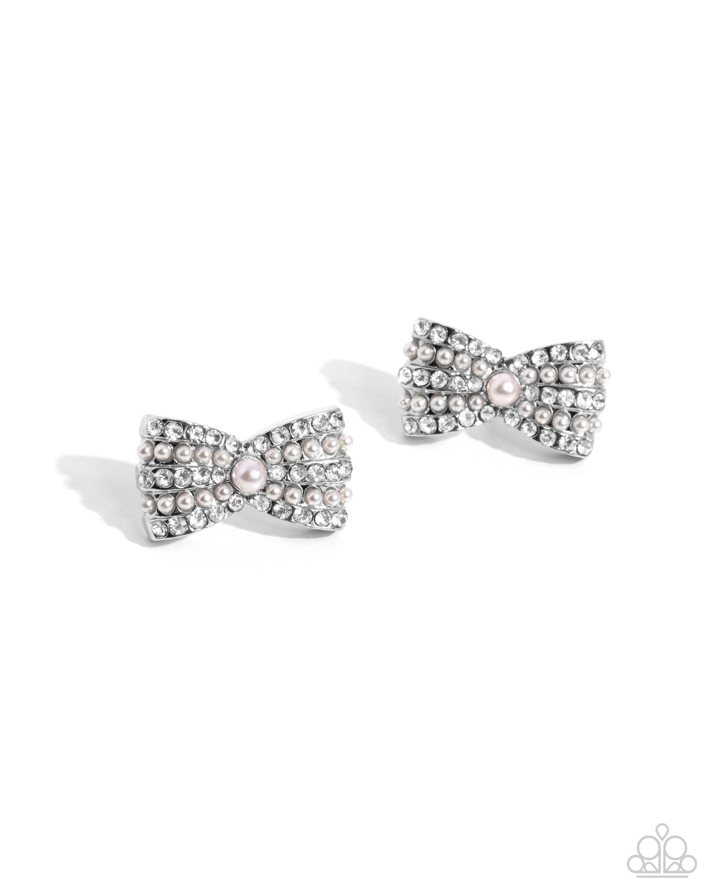 Baby Pink Pearl White Rhinestone Bow Bracelet Paparazzi B1855