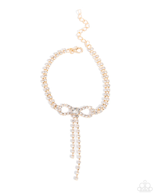 Dapper Delight - Gold Bow Bracelet Paparazzi B1901