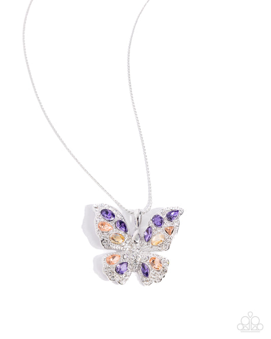 Aesthetic Admittance Purple, Peach, Champagne Gem Butterfly Necklace Paparazzi
