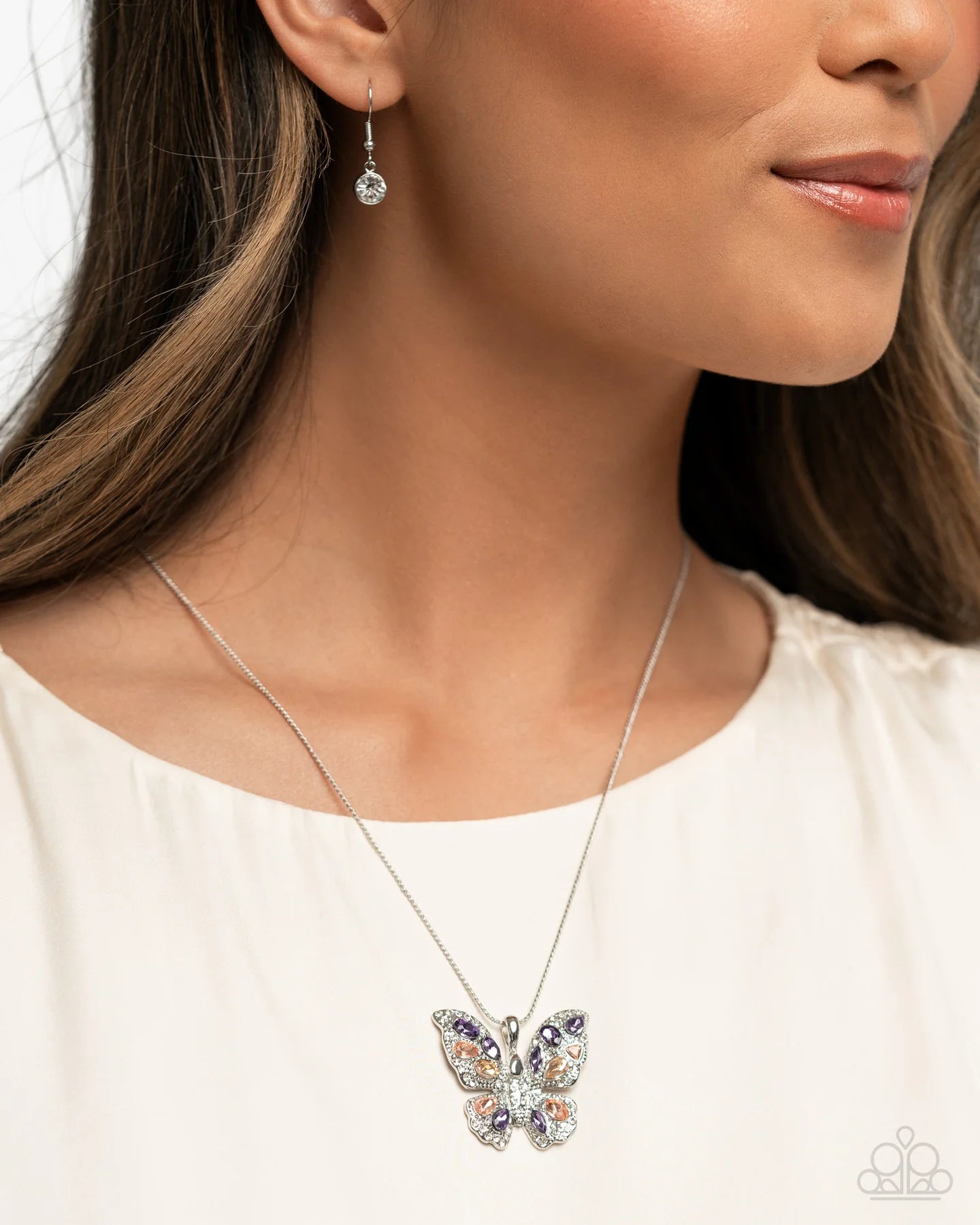Complete Look - Aesthetic Admittance Purple Gem Silver Butterfly Necklace & Aerial Admittance Butterfly Ring 2 Piece Set Paparazzi N3590