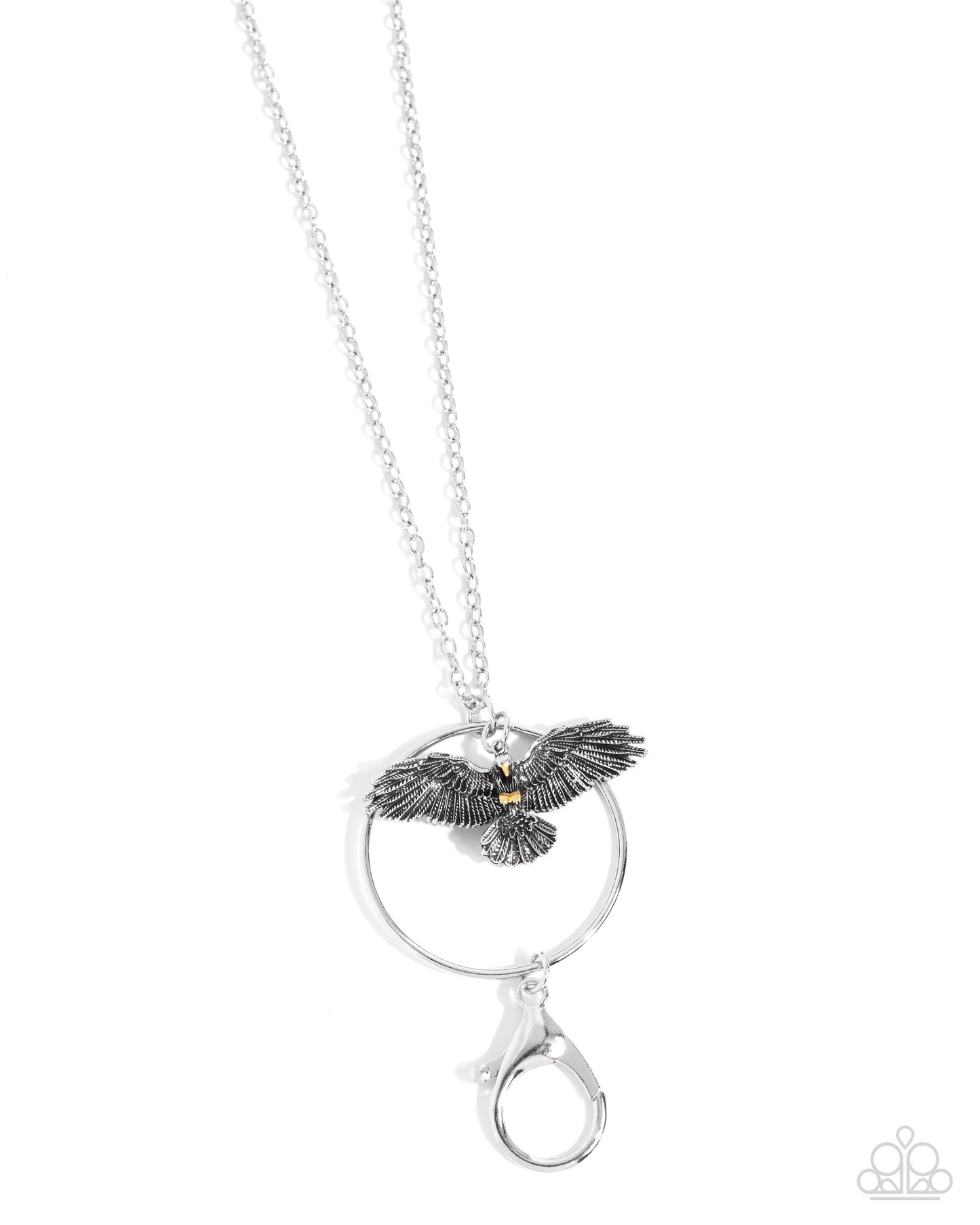 Exemplary Eagle - Silver Eagle Pendant Lanyard Necklace Paparazzi N2970