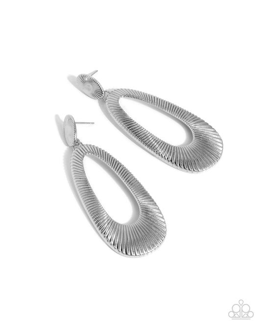Princess Potential - Silver Oval Ribbed Textured Post Earring Paparazzi E2730