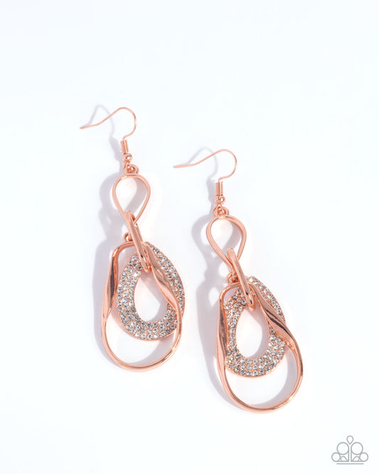 Teardrop Triumph - Copper - Shiny Copper Teardrop Chandelier Earring Paparazzi E2694