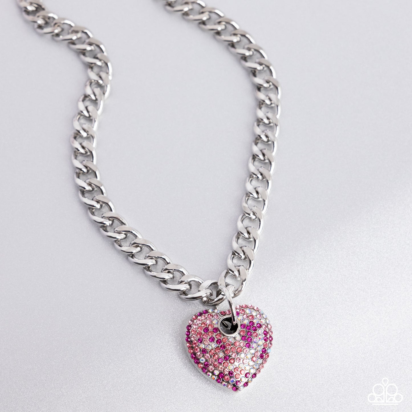 Ardent Affection - Pink Light Rose, Fuchsia, Rose & Iridescent Rhinestone Heart Necklace Paparazzi N2654