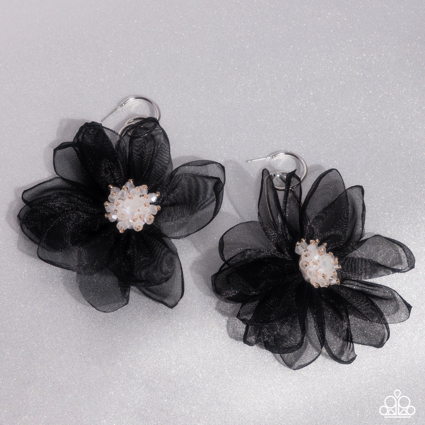 Cosmopolitan Chiffon - Black Chiffon 1 Inch Hoop Earring Paparazzi E2451