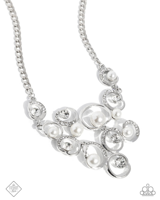 Adorable Archetype - White Rhinestone & Pearl Fashion Fix Fiercely 5th Avenue February 2025 Paparazzi N3428