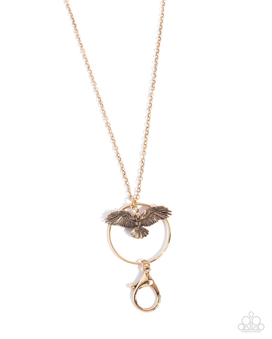Exemplary Eagle - Gold Antiqued Eagle Pendant Necklace Paparazzi N3293
