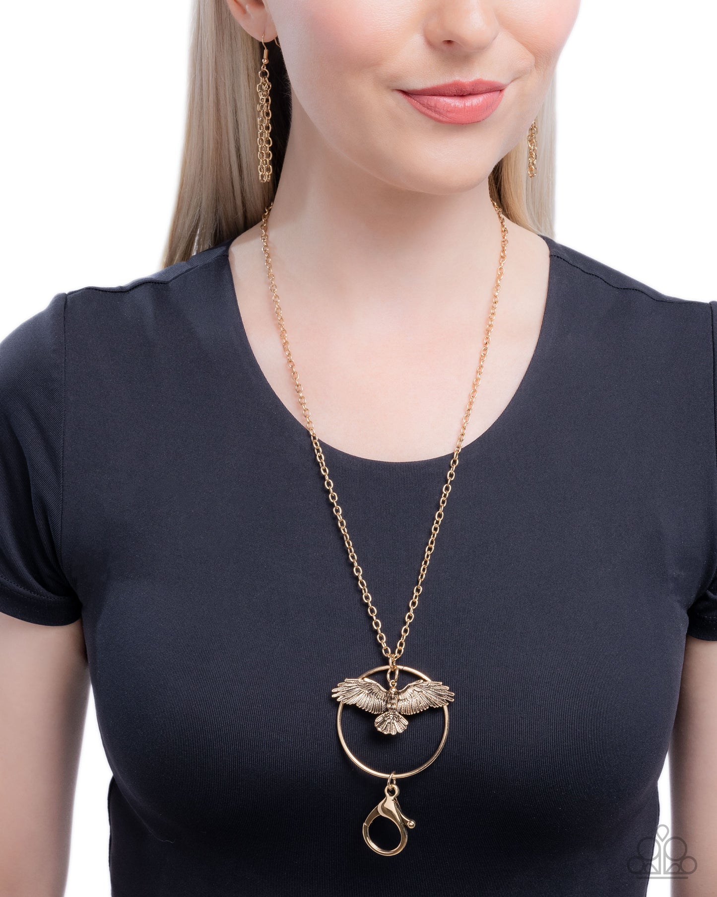 Exemplary Eagle - Gold Antiqued Eagle Pendant Necklace Paparazzi N3293