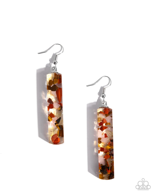 Natural Nightlife - Multi Colorful Embedded Stone Red, White, Clear Stone Earring Paparazzi E2891
