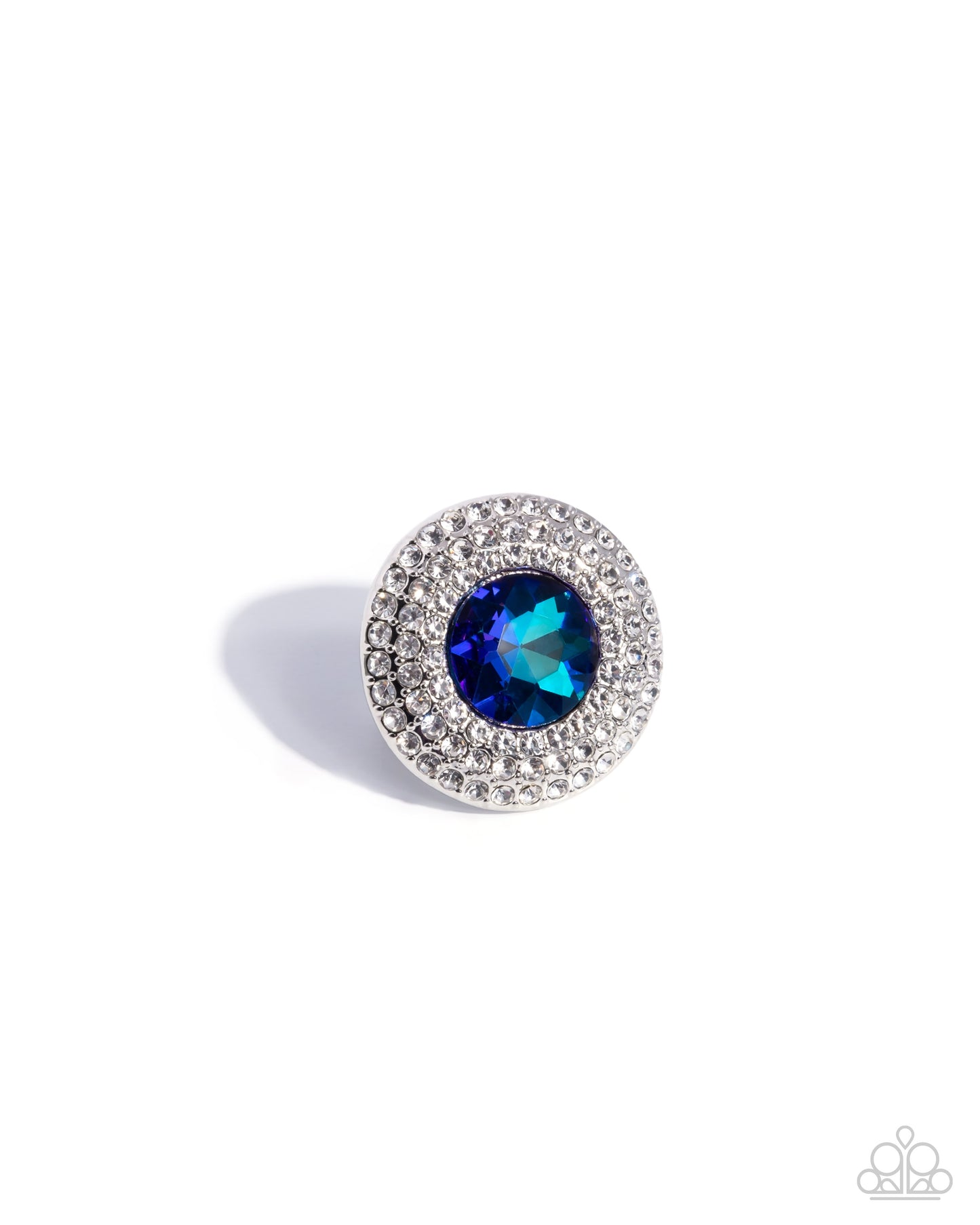 Bedazzled Babe - Blue UV Shimmer Gem Oversized Statement Ring Paparazzi R0931