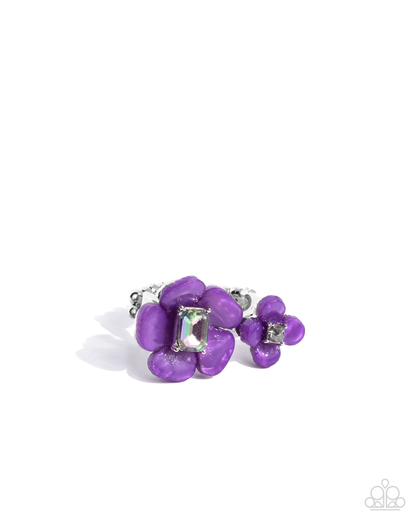 Delicate Duo - Purple Acrylic Flower Ring Paparazzi R0951