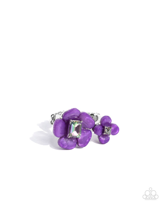 Delicate Duo - Purple Acrylic Flower Ring Paparazzi R0951