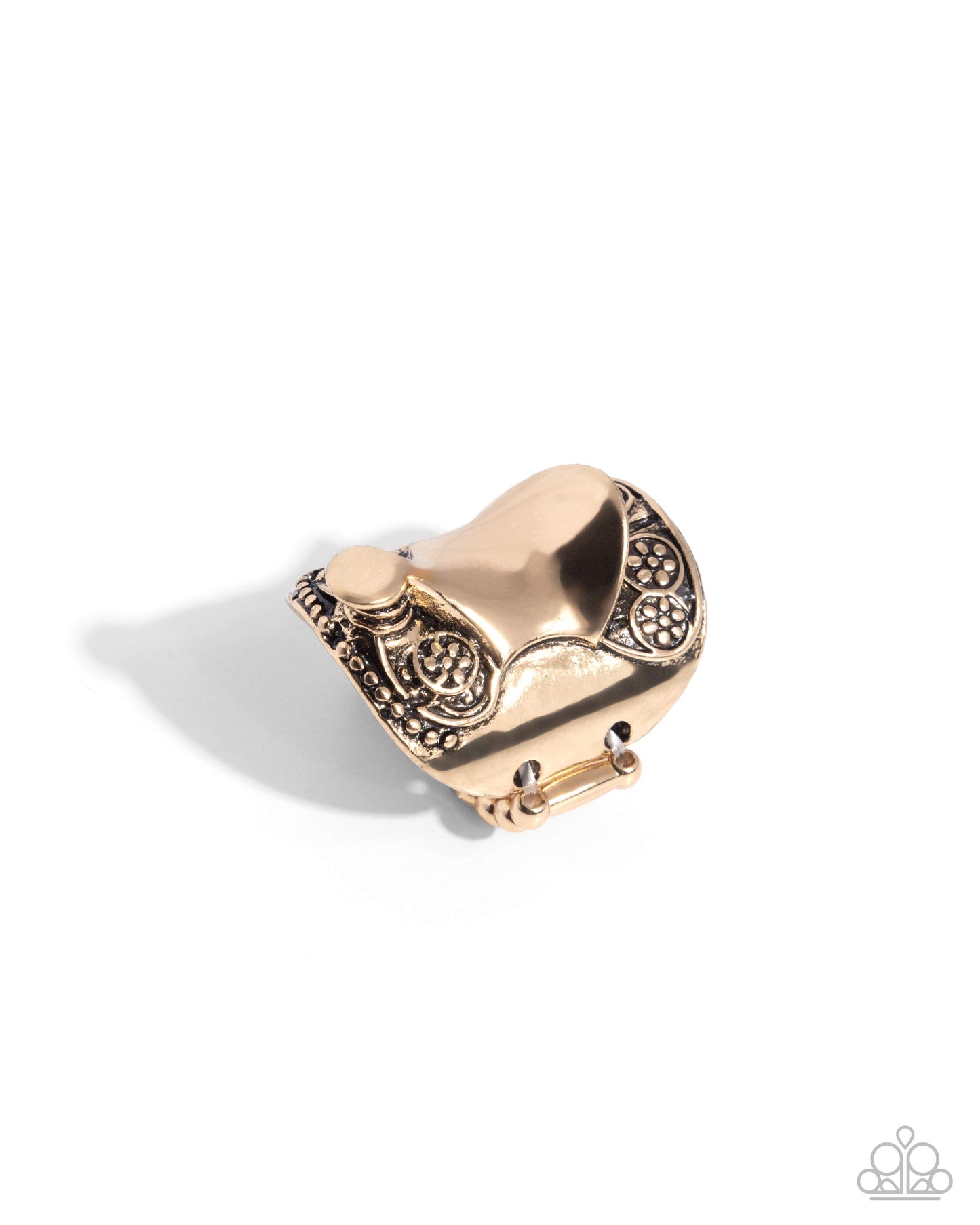 Equestrian Elegance - Gold Saddle Santa Fe Style Ring Paparazzi R0874