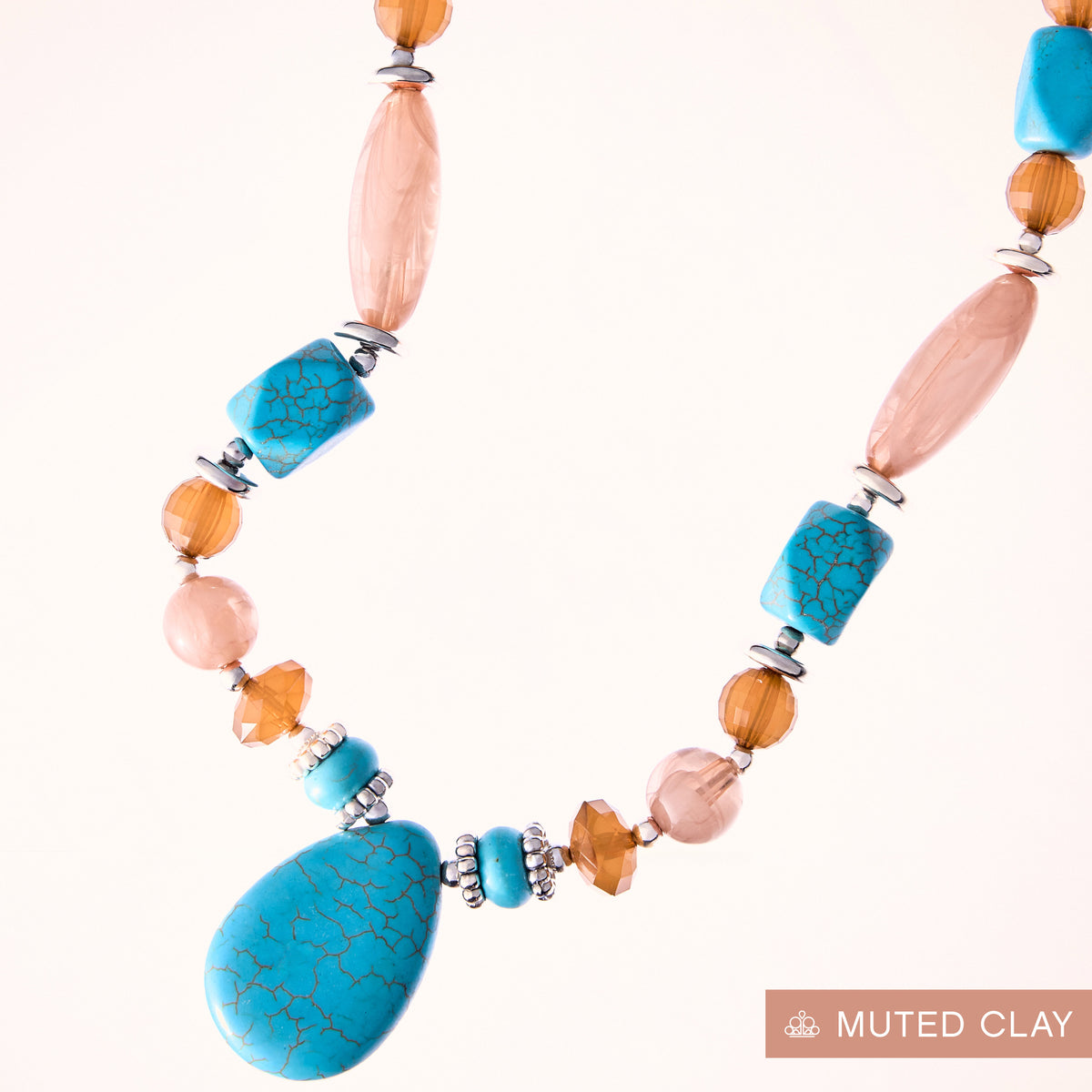 Paparazzi Stony Suite - Blue, Muted Clay & Bronze Brown Bead Santa Fe Style Necklace