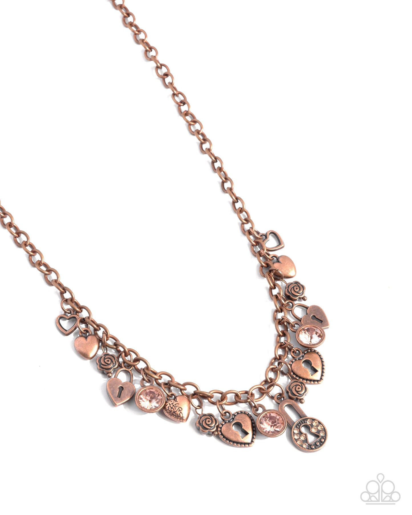 LOCKS of Love - Copper Heart Padlock Charm Smoky Topaz Gem Necklace Paparazzi