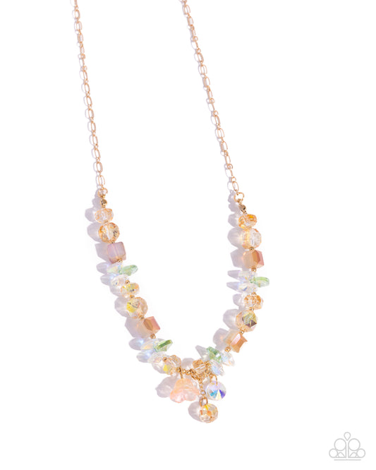 Tasteful Tulip - Orange Tulip Charm, Iridescent Gem & Orange Bead Necklace Paparazzi N3235