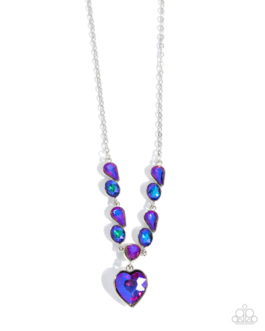 Tender Talent - Purple & Blue UV Shimmery Gem Heart Necklace Paparazzi N3567