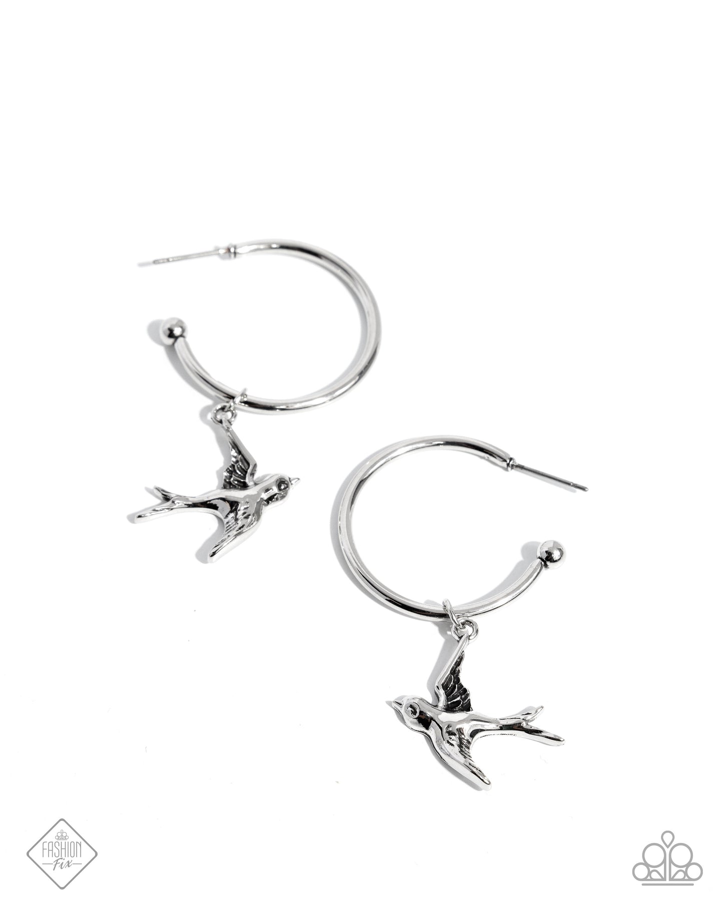 Meadowlark Memento - Silver 1 Inch Hoop Meadowlark Bird Earring Fashion Fix Simply Santa Fe February 2025 Paparazzi E2818