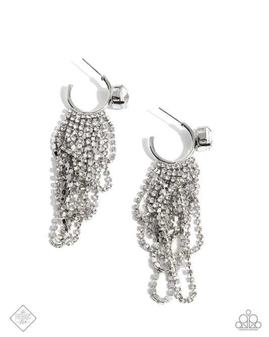 Ceaseless Chic - White Gem 3/4 Inch Hoop Earring Fiercely 5th Avenue Fashion Fix March 2025 Paparazzi E2631
