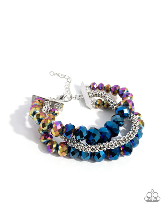 Truth Be BOLD - Multi Blue UV Shimmery & Silver Bead Bracelet Life Of The Party January 2025 Paparazzi B0091