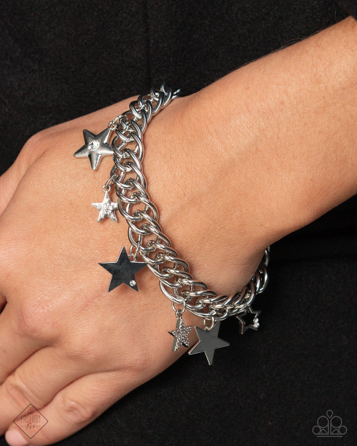 Cosmic Contemporary - White Silver Star Charm Style Bracelet Magnificent Musings Fashion Fix February 2025 Paparazzi