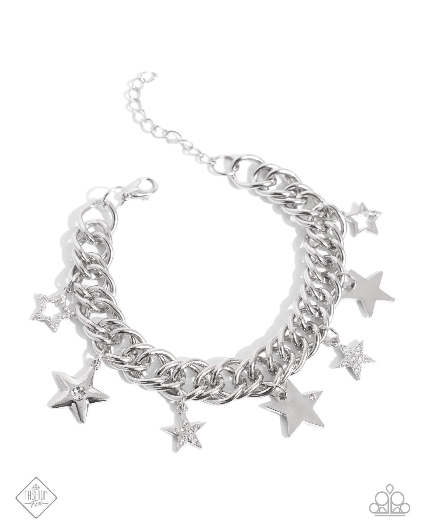Cosmic Contemporary - White Silver Star Charm Style Bracelet Magnificent Musings Fashion Fix February 2025 Paparazzi