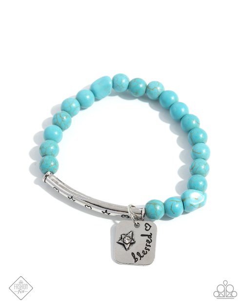 Rustic Reminder Blue Turquoise Silver Blessed Stretch Bracelet Simply Santa Fe Fashion Fix February 2025 Paparazzi B2307