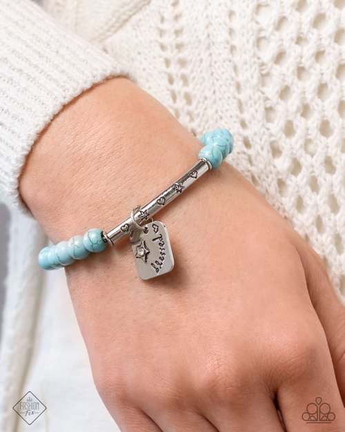 Rustic Reminder Blue Turquoise Silver Blessed Stretch Bracelet Simply Santa Fe Fashion Fix February 2025 Paparazzi B2307