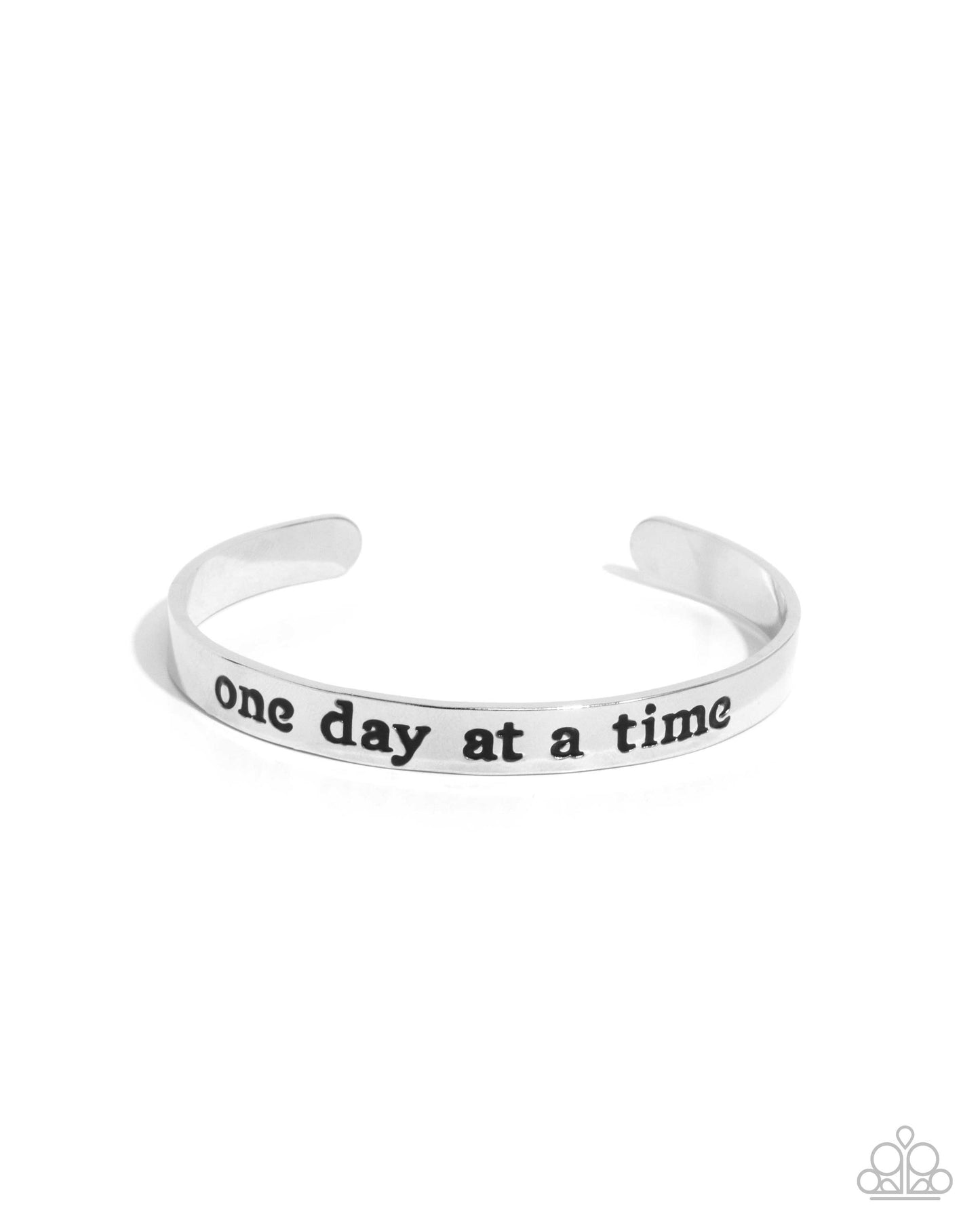 Day By Day Delight - Silver Inspirational "one day at a time" Cuff Bracelet Paparazzi B1925