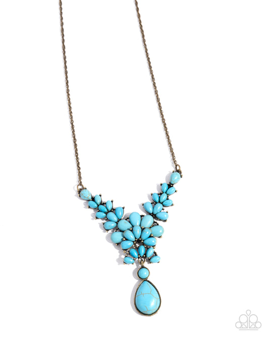 Haute Havoc - Brass & Blue Turquoise Stone Santa Fe Style Necklace Paparazzi N3563