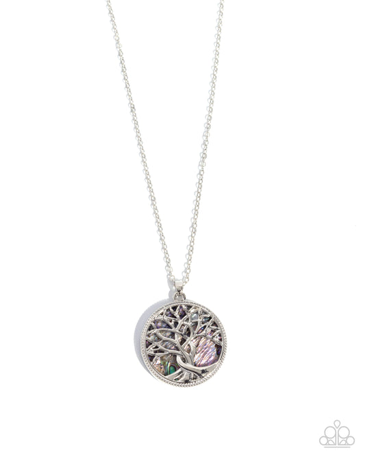 Nordic Nuance - Multi Abalone Shell Silver Tree Necklace Paparazzi N2985