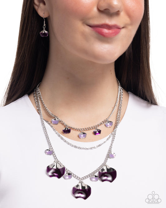 Forward Fashion - Purple Transparent Plum & Lavender Half-Dipped Paint Silver Necklace Paparazzi N3253
