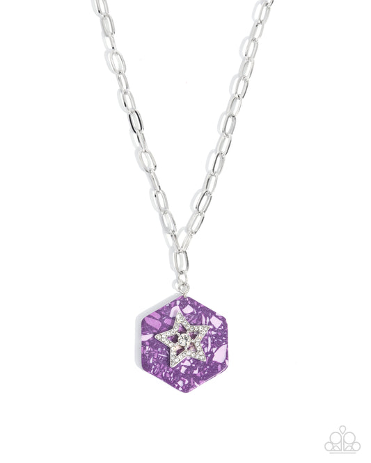 Stellar Sediment - Purple Terrazzo Stone & White Rhinestone Necklace Paparazzi N2955