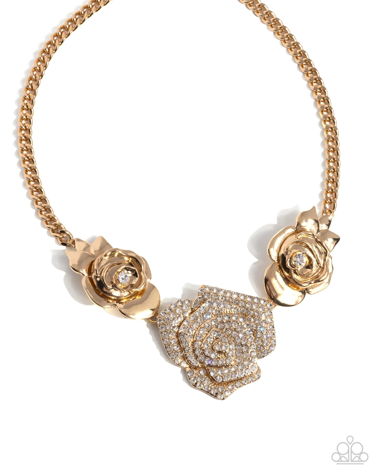 Bouquet Beacon - Gold Curb Chain Rose Necklace Paparazzi N0948