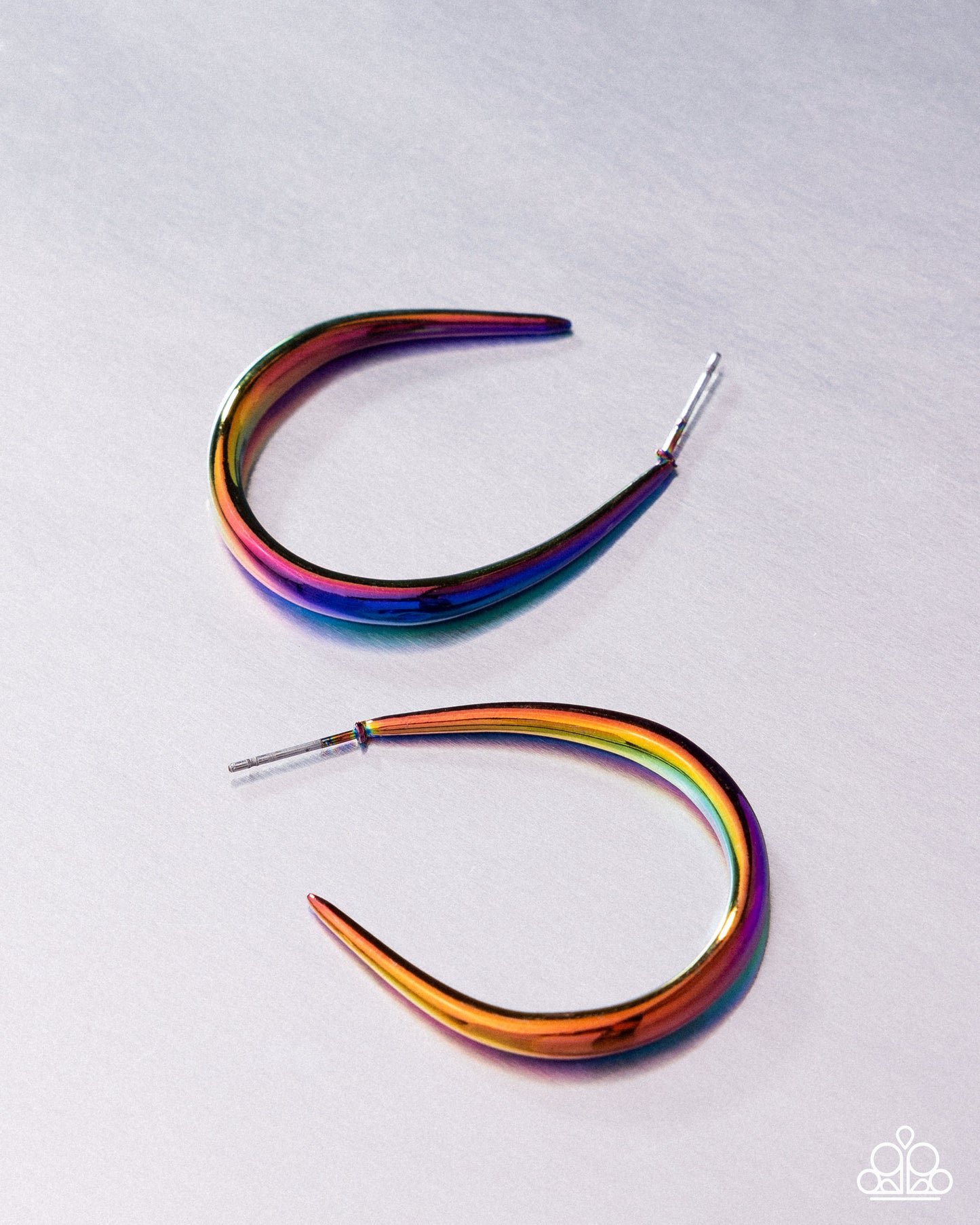 CURVE Your Appetite - Multicolored Oil Spill 1 1/4 Inch J Hoop Earring Life Of The Party Pink Diamond Encore Paparazzi