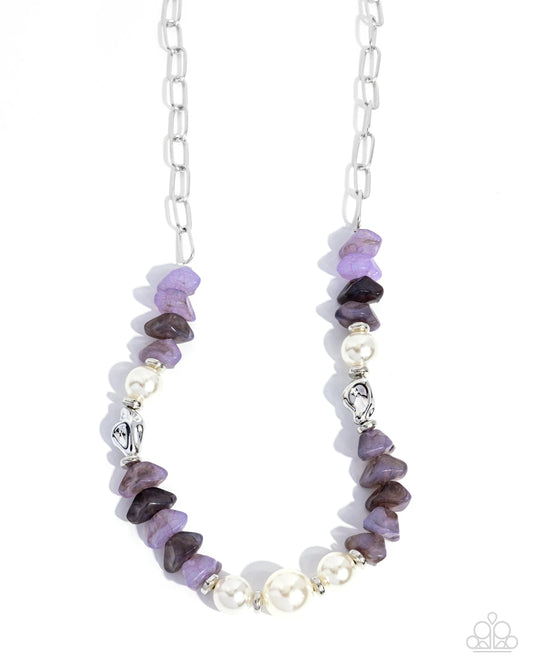 Presto Pearls - Purple Amethyst Stone, White Pearl Necklace Paparazzi N3229
