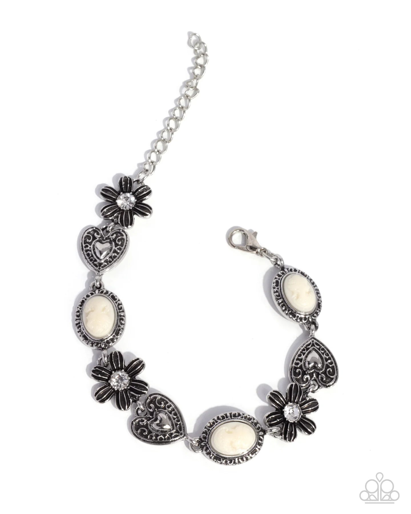 Ageless Account - White Cameo Style Bracelet Paparazzi B2296
