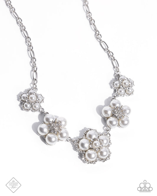 Cordially Chic - White Pearl & Rhinestone Necklace Fiercely 5th Avenue Fashion Fix April 2025 Paparazzi N3420