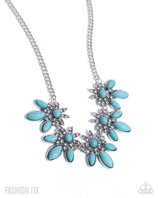 Western Revival - Blue Turquoise Marbled Stone Floral Necklace Simply Santa Fe May 2025 Fashion Fix Paparazzi N3311