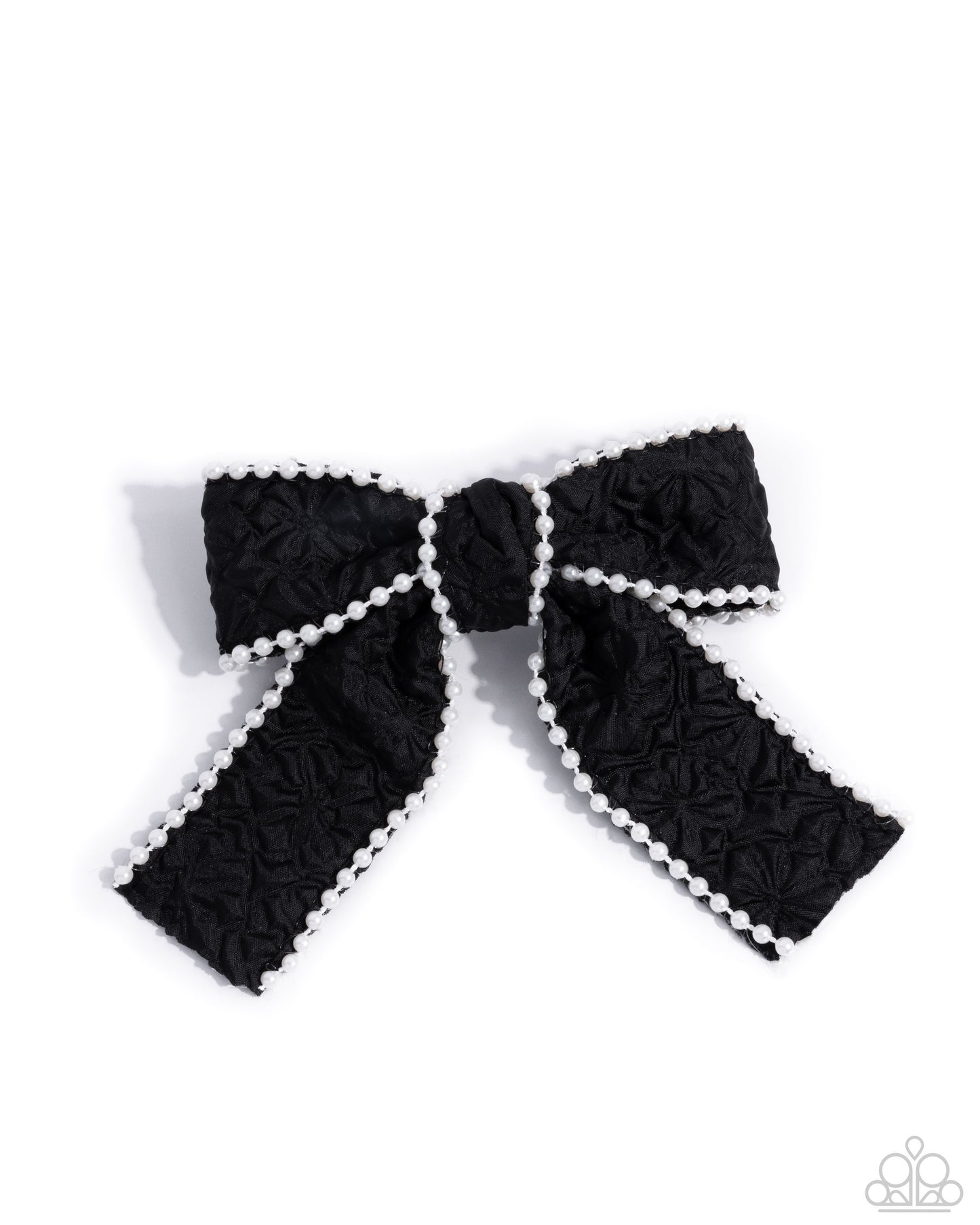 Coquette Charm - Black & White Pearl Hair Clip Bow Paparazzi H0155