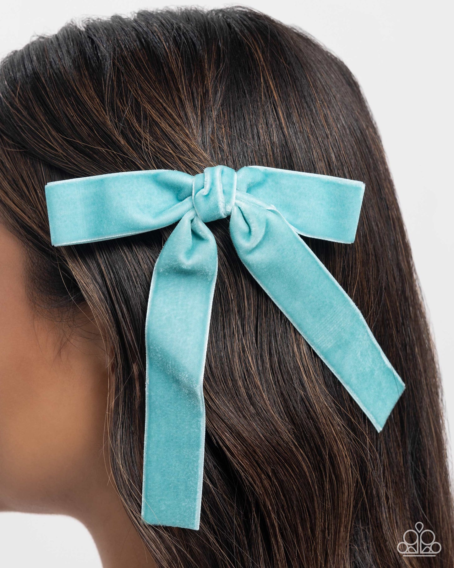 Sophisticated Strategy - Blue Velvet Feel Bow Ribbon Hair Clip Paparazzi H0148