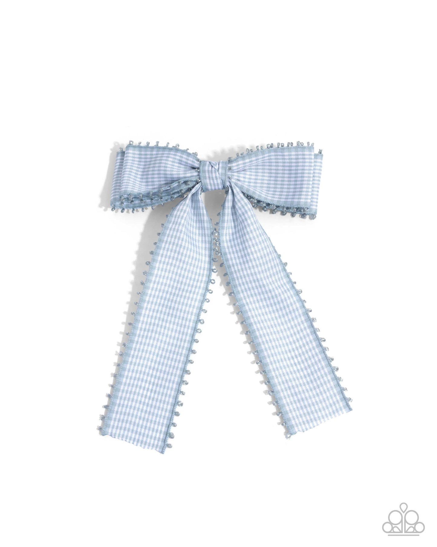 Checkered Chic - Blue Gingham Fabric Hair Clip Bow Paparazzi H0038